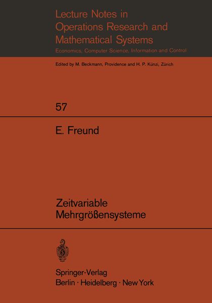Zeitvariable Mehrgrößensysteme, Taschenbuch von E. Freund, Springer Berlin, 9783540056850