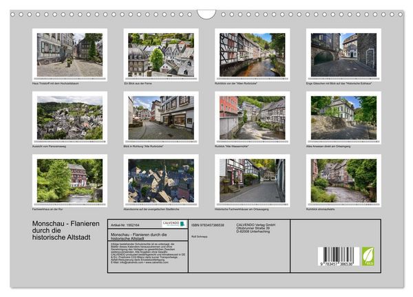 Produktbild: Monschau - Flanieren durch die historische Altstadt (Wandkalender 2026 DIN A3 quer), CALVENDO Monatskalender