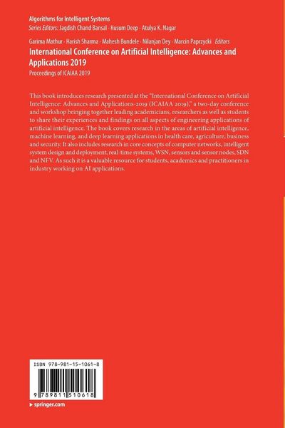 Produktbild: International Conference on Artificial Intelligence: Advances and Applications 2019