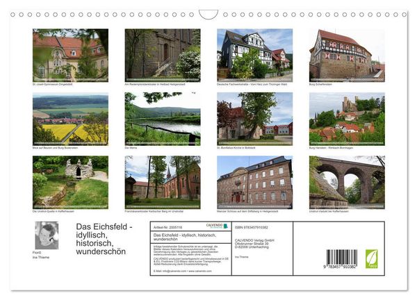 Produktbild: Das Eichsfeld - idyllisch, historisch, wundersch&ouml;n (Wandkalender 2026 DIN A3 quer), CALVENDO Monatskalender
