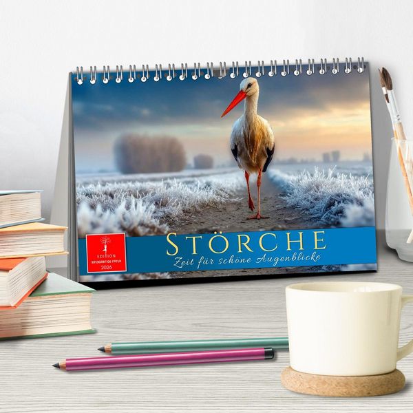 Produktbild: St&ouml;rche - Zeit f&uuml;r sch&ouml;ne Augenblicke (Tischkalender 2026 DIN A5 quer), CALVENDO Monatskalender