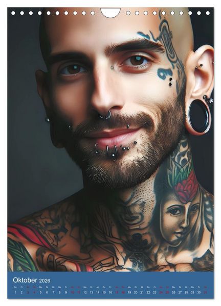 Produktbild: Tattoo und Piercing Men (Wandkalender 2026 DIN A4 hoch), CALVENDO Monatskalender