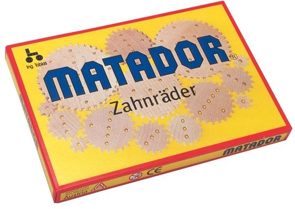 MATADOR 11310 - Explorer Zahnräder, 14 Teile inkl. Anleitung, Baukasten-Erweiterung für E100 bis E500, Holz, Konstruktionsbaukasten, ab 5 Jahren,