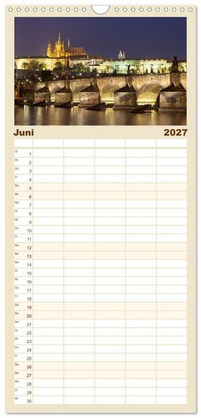 Produktbild: Familienplaner 2027 - Goldenes Prag mit 5 Spalten (Wandkalender, 21 x 45 cm) CALVENDO