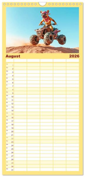 Produktbild: Familienplaner 2026 - S&uuml;&szlig;e Hunde cruisen - durch das Jahr mit dem Hundekalender mit 5 Spalten (Wandkalender, 21 x 45 cm) CALVENDO