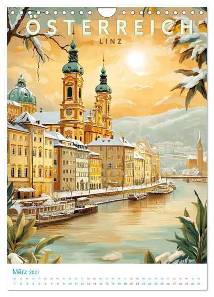 Produktbild: &Ouml;sterreich - Old School Poster Style (Wandkalender 2027 DIN A4 hoch), CALVENDO Monatskalender