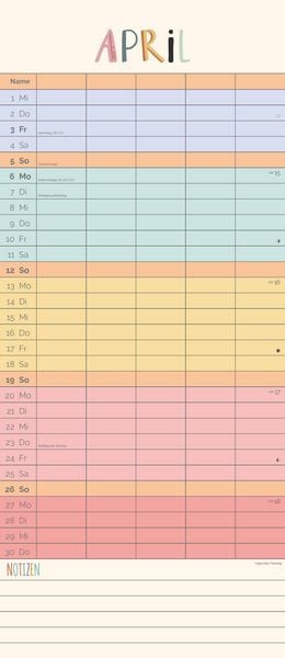 Produktbild: Unser buntes Jahr 2026 Familienplaner - Terminkalender - Familienkalender - 19,5x45