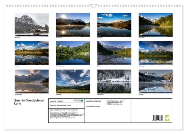 Produktbild: Seen im Werdenfelser Land (Wandkalender 2026 DIN A2 quer), CALVENDO Monatskalender