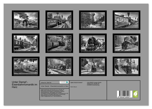 Produktbild: Unter Dampf - Eisenbahnromantik im Harz (Wandkalender 2026 DIN A3 quer), CALVENDO Monatskalender