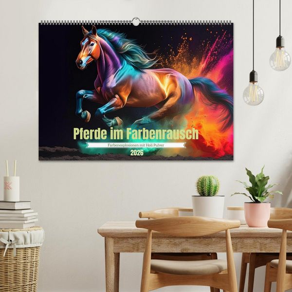Produktbild: Pferde im Farbenrausch (Wandkalender 2026 DIN A2 quer), CALVENDO Monatskalender