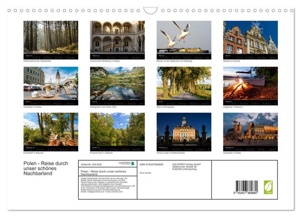 Produktbild: Polen - Reise durch unser sch&ouml;nes Nachbarland (Wandkalender 2026 DIN A3 quer), CALVENDO Monatskalender