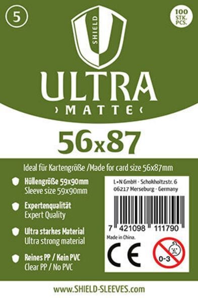 Shield Ultra Matte 5: Kartenhüllen für Karten bis 56 × 87 mm