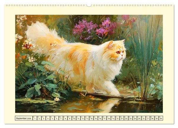 Produktbild: Perserkatzen. Flauschige Momente in kunstvoller &Ouml;loptik (hochwertiger Premium Wandkalender 2026 DIN A2 quer), Kunstdruck in Hochglanz