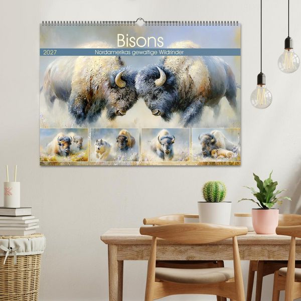 Produktbild: Bisons. Nordamerikas gewaltige Wildrinder (Wandkalender 2027 DIN A2 quer), CALVENDO Monatskalender