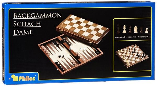 Philos 2514 - Schach-Backgammon-Dame-Set, Feld 44 mm, Königshöhe 75 mm