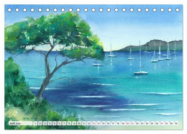 Produktbild: Frankreich Aquarelle (Tischkalender 2026 DIN A5 quer), CALVENDO Monatskalender