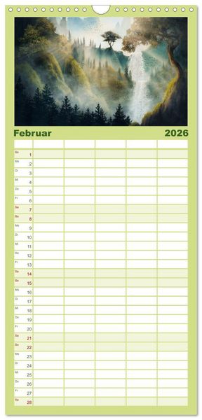 Produktbild: Familienplaner 2026 - Geheimnisse des alten Waldes mit 5 Spalten (Wandkalender, 21 x 45 cm) CALVENDO
