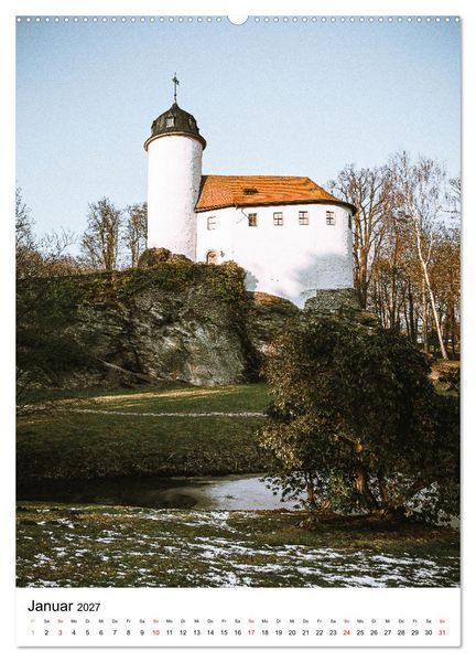 Produktbild: Sachsens Burgen und Schl&ouml;sser mit Ortsangaben (Wandkalender 2027 DIN A2 hoch), CALVENDO Monatskalender