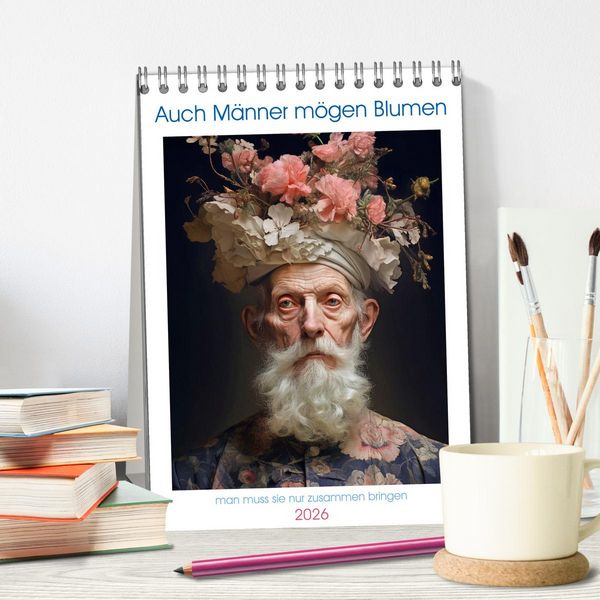 Produktbild: Auch M&auml;nner m&ouml;gen Blumen (Tischkalender 2026 DIN A5 hoch), CALVENDO Monatskalender