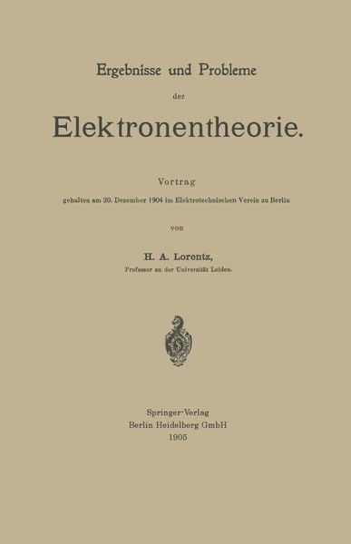 Produktbild: Ergebnisse und Probleme der Elektronentheorie