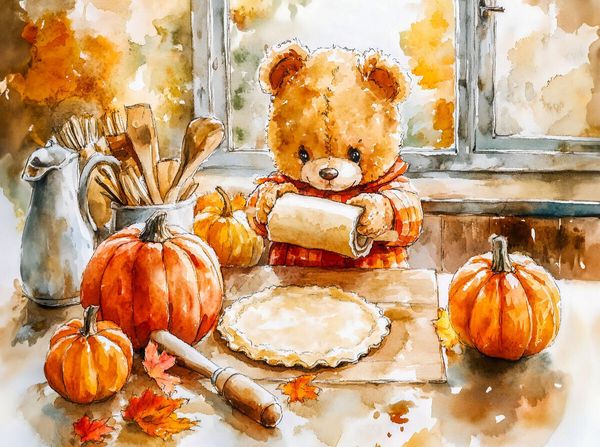 Produktbild: CALVENDO Puzzle Teddy backt K&uuml;rbiskuchen zu Halloween | 2000 Teile Lege-Gr&ouml;&szlig;e 90x67cm Foto-Puzzle f&uuml;r gl&uuml;ckliche Stunden