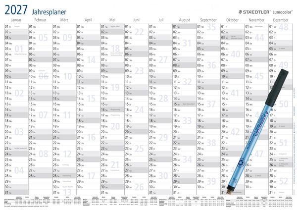 Produktbild: STAEDTLER Kalender Lumocolor Jahresplaner 2027, DIN A1