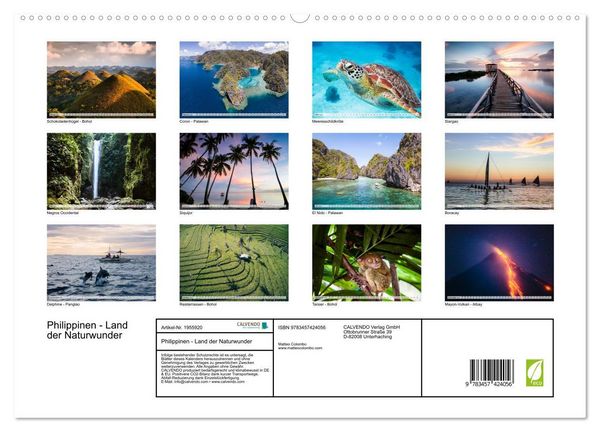 Produktbild: Philippinen - Land der Naturwunder (hochwertiger Premium Wandkalender 2026 DIN A2 quer), Kunstdruck in Hochglanz