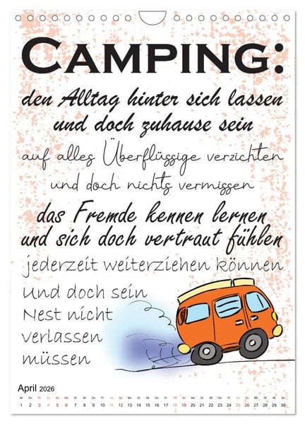 Produktbild: CampingSpr&uuml;che (Wandkalender 2026 DIN A4 hoch), CALVENDO Monatskalender