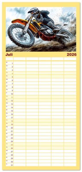 Produktbild: Familienplaner 2026 - Motocross - Highspeed durch das Jahr mit 5 Spalten (Wandkalender, 21 x 45 cm) CALVENDO