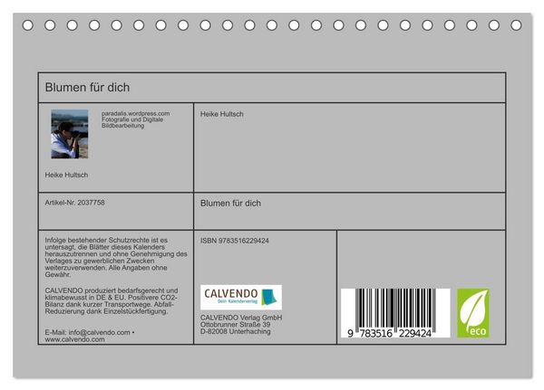 Produktbild: Blumen f&uuml;r dich (Tischkalender 2026 DIN A5 quer), CALVENDO Monatskalender