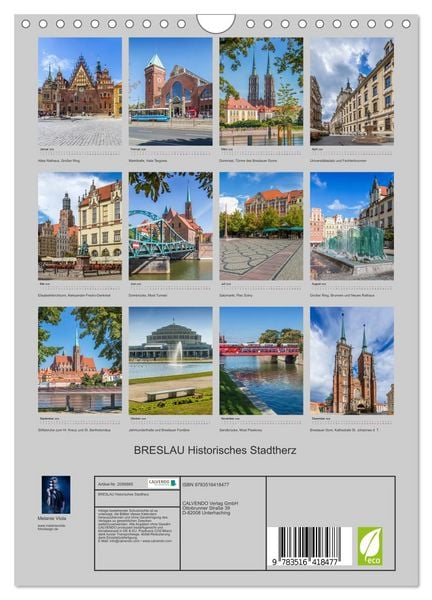 Produktbild: BRESLAU Historisches Stadtherz (Wandkalender 2026 DIN A4 hoch), CALVENDO Monatskalender