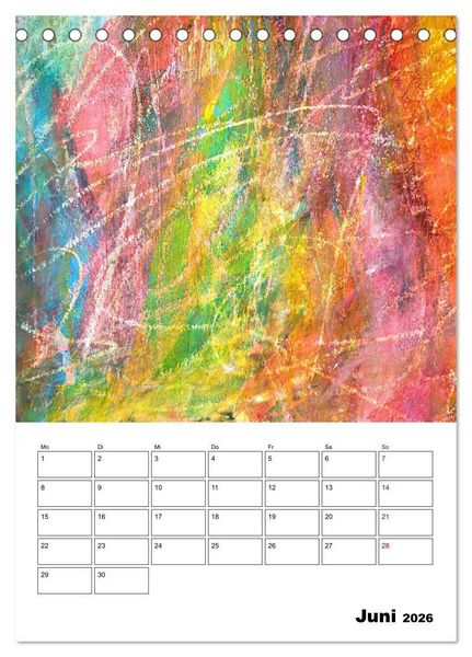 Produktbild: Ungeb&auml;ndigt frei - Abstrakte Malerei - dynamische Linien in leuchtenden Farbr&auml;umen (Tischkalender 2026 DIN A5 hoch), CALVENDO Monatskalender