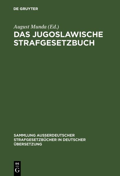 Produktbild: Das Jugoslawische Strafgesetzbuch