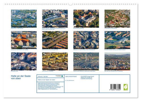 Produktbild: Halle an der Saale von oben (hochwertiger Premium Wandkalender 2026 DIN A2 quer), Kunstdruck in Hochglanz
