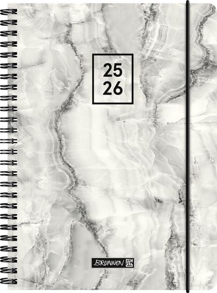 Produktbild: BRUNNEN Schülerkalender (2025/2026) "Grey Marble", 2 Seiten = 1 Woche, A5, 208 Seiten, PP-Umschlag, grau