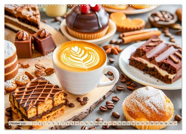 Produktbild: Cappuccino, Latte und mehr - Der gro&szlig;e Kaffeekalender (Wandkalender 2026 DIN A2 quer), CALVENDO Monatskalender