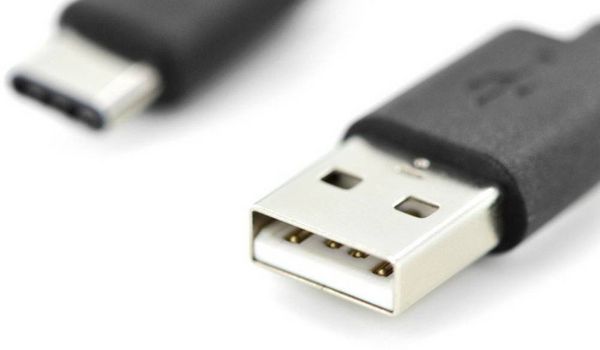 Produktbild: Digitus USB-Kabel USB 2.0 USB-C&reg; Stecker, USB-A Stecker 1.00 m Schwarz Flexibel AK-300154-010-S