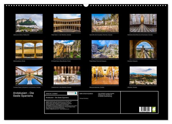 Produktbild: Andalusien - Die Seele Spaniens (Wandkalender 2026 DIN A2 quer), CALVENDO Monatskalender