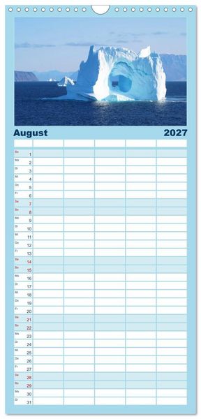 Produktbild: Familienplaner 2027 - 7 Kontinente - Weltweit durch das Jahr mit 5 Spalten (Wandkalender, 21 x 45 cm) CALVENDO