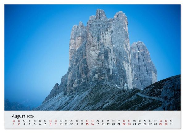 Produktbild: Drei Zinnen-Wanderung: Vom Misurinasee bis nach oben zum Rienzplateau (Wandkalender 2026 DIN A2 quer), CALVENDO Monatskalender