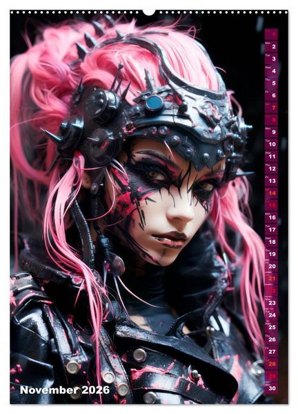 Produktbild: ROCK LADIES Cyber, goth, punk and more (Wall Calendar 2026 DIN A2 portrait), CALVENDO 12 Month Wall Calendar