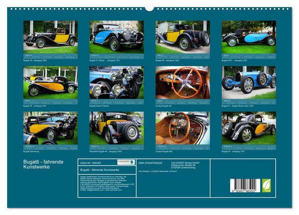 Produktbild: Bugatti - fahrende Kunstwerke (hochwertiger Premium Wandkalender 2026 DIN A2 quer), Kunstdruck in Hochglanz