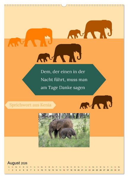 Produktbild: Kenia..mit einem Hauch Poesie - Weisheiten und Zitate (Wandkalender 2026 DIN A2 hoch), CALVENDO Monatskalender