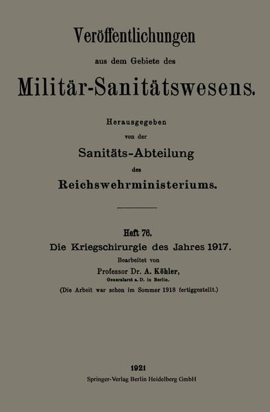 Produktbild: Die Kriegschirurgie des Jahres 1917