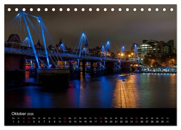 Produktbild: London - Nachts an der Themse (Tischkalender 2026 DIN A5 quer), CALVENDO Monatskalender