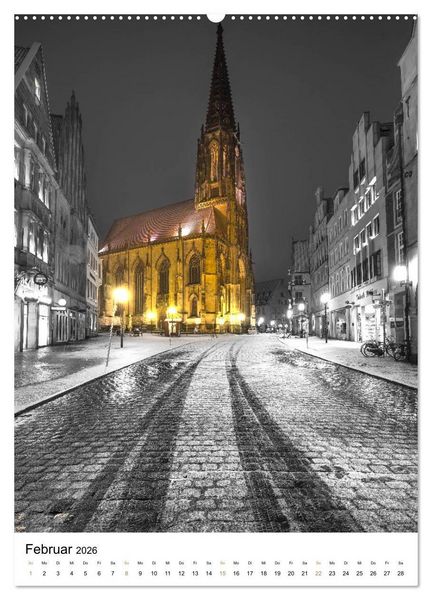 Produktbild: M&uuml;nster - erstrahlt bei Nacht (Wandkalender 2026 DIN A2 hoch), CALVENDO Monatskalender