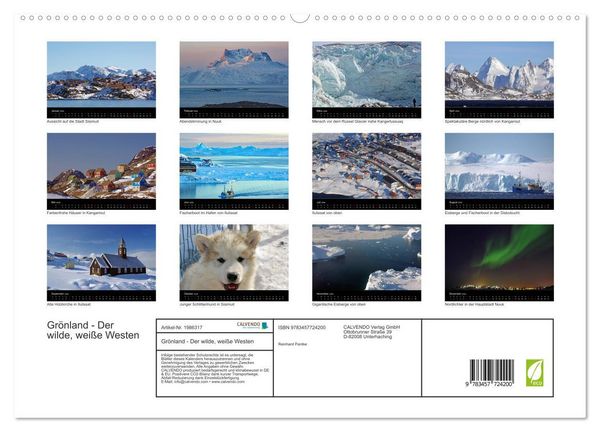 Produktbild: Gr&ouml;nland - Der wilde, wei&szlig;e Westen (hochwertiger Premium Wandkalender 2026 DIN A2 quer), Kunstdruck in Hochglanz
