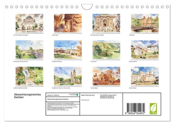 Produktbild: Abwechslungsreiches Serbien (Wandkalender 2027 DIN A4 quer), CALVENDO Monatskalender