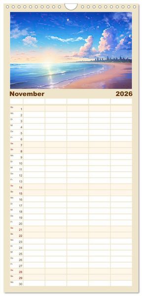 Produktbild: Familienplaner 2026 - Inspirierende Str&auml;nde mit 5 Spalten (Wandkalender, 21 x 45 cm) CALVENDO