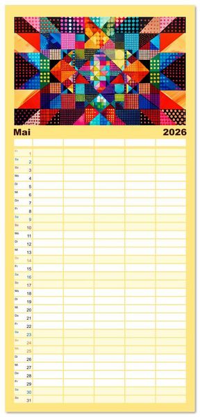 Produktbild: Familienplaner 2026 - Patchwork - Farben und Formen mit 5 Spalten (Wandkalender, 21 x 45 cm) CALVENDO